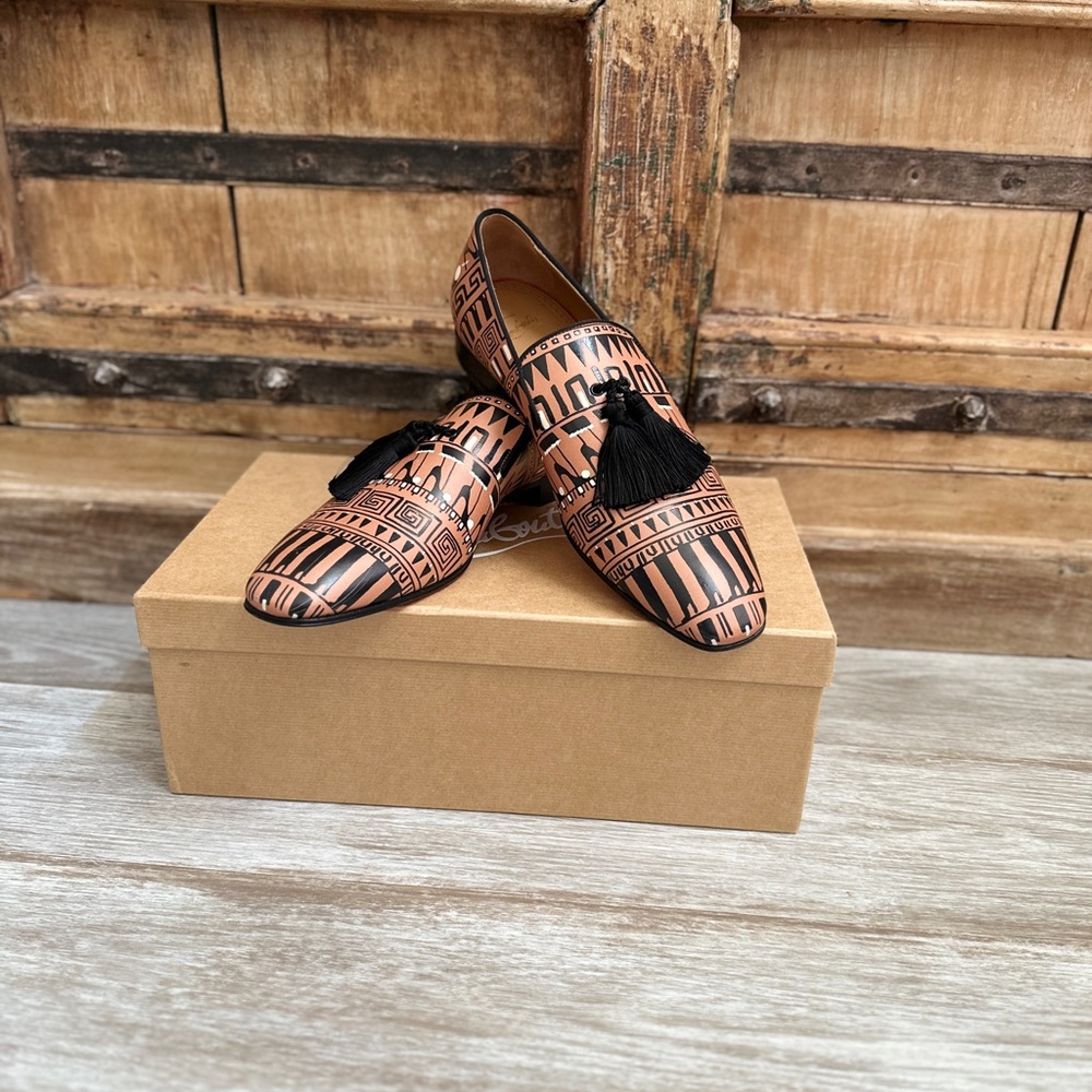 Christian Louboutin Copper and Black Tassel Loafers